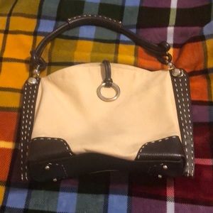 BCBGMaxAzria canvas and leather bag